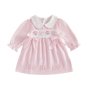 Toddler Girls Christmas Stripe Dress Embroidery