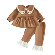 Toddler Girls Fall Shirt and Flare Pants Set