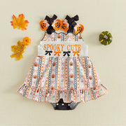 Baby Girls Halloween Romper Dress Embroidery