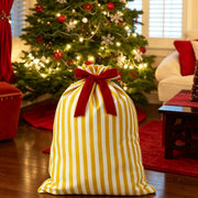 Christmas Striped Drawstring Present Storage Bag
