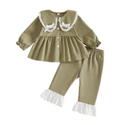 Toddler Girls Fall Shirt and Flare Pants Set