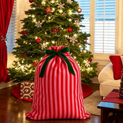 Christmas Striped Drawstring Present Storage Bag