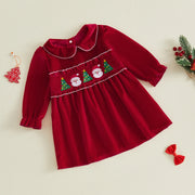 Toddler Baby Girls Christmas Dress Santa Embroidery