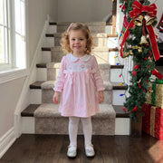Toddler Girls Christmas Stripe Dress Embroidery