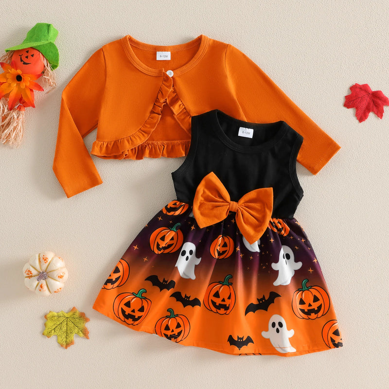 Toddler Girls Halloween Dress and Coat Set