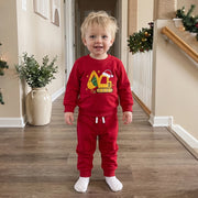 Toddler Boys Christmas Sweatshirt and Pants Set Embroidery