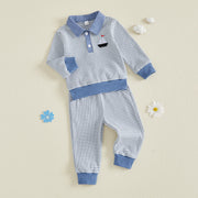 Toddler Boys Fall Waffle Sweatshirt and Pants Set