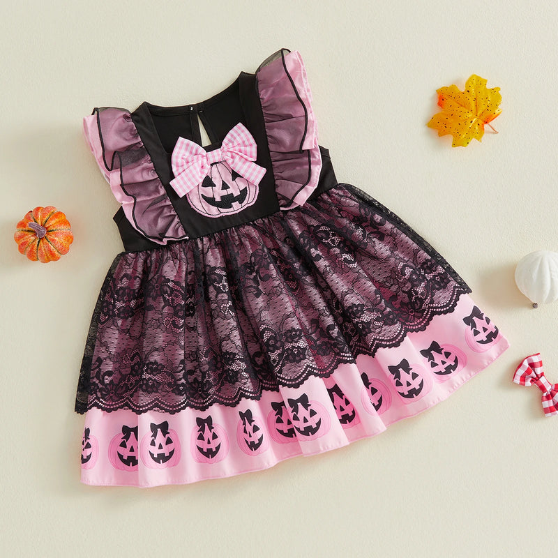 Toddler Kids Girls Halloween Dress Pumpkin Applique