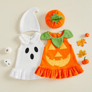 Toddler Kids Girls Halloween Velvet Dress and Hat Set