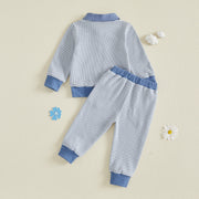 Toddler Boys Fall Waffle Sweatshirt and Pants Set